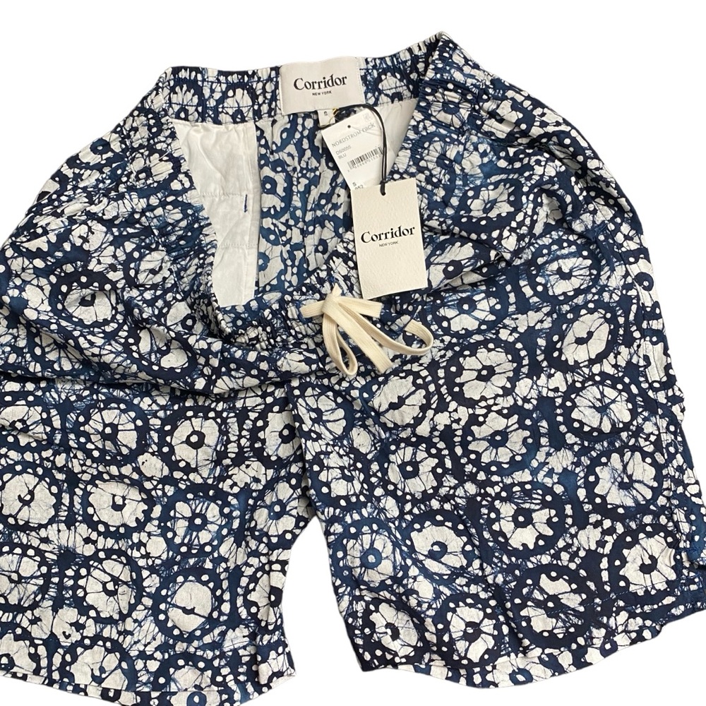 Corridor NYC Drawstring Shorts Mens Unisex Size S Blue Navy Cotton Drawcord NEW - Picture 3 of 12